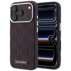 Калъф Karl Lagerfeld Grained Leather Mono Resin Logo MagSafe (KLHMP18L6PWKLMHR) за iPhone 18 Pro / iPhone 17 Pro - Burgundy